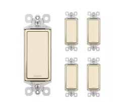 QTY 5 Legrand radiant 15A 3-Way Decorator Rocker Switch, Light Almond (5-Pack)