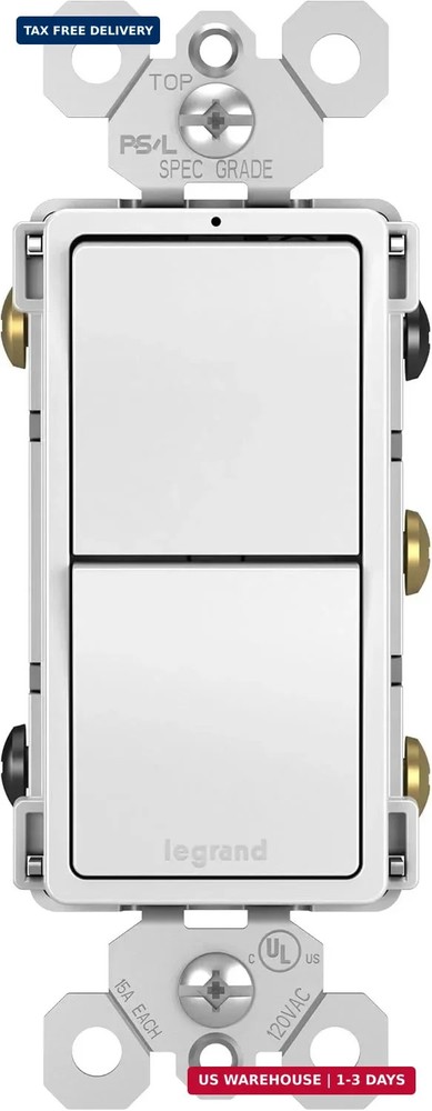 Legrand radiant RCD33WCC6 15 Amp Combination 2-in-1 Decorator Rocker Light Switc