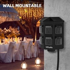 Tiffcofio Outdoor Remote Control Power Strip Timer Yard Stake 6 Outlets 25ft NEW