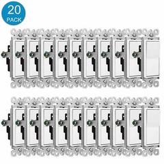 20Packs Decorator Paddle Rocker Light Switch Single Pole 15A 120V/277V UL Listed
