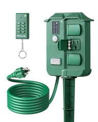 DEWENWILS Outdoor Power Stake Timer Photocell Dusk to Dawn for Christmas Decor