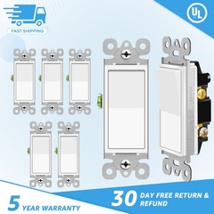 8PCS White 3 Way Rocker Paddle Switch 15A 120/277V UL/CUL Certified Home Use