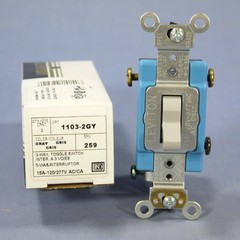 Leviton 1103-2GY Gray Industrial Grade Toggle Wall Light Switch 3-Way 15A Boxed