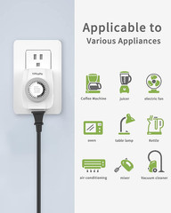 Temporizador enchufe mecanico interior 3 puntas 24 horas programable luz navidad