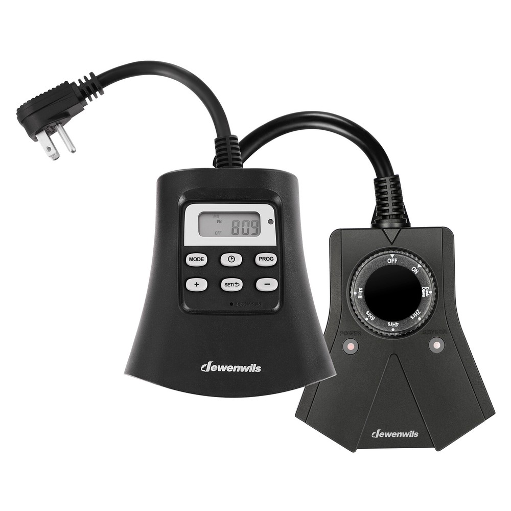 DEWENWILS Digital Outdoor Pool Timer Waterproof Plug in Light Sensor Outlet