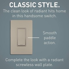 LEGRAND RADIANT PADDLE SWITCH • NICKEL • 15 AMP 3-WAY 120/277 VAC • TM873-NICC10