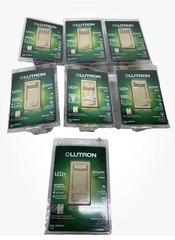 LOT OF 7 Lutron Skylark Contour LED+Dimmer 150W/Single Pole/3 Way Ivory