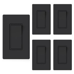 ELEGRP Matte Black Single Pole Decorator Light Switch, 15Amp 120-277V, Paddle…