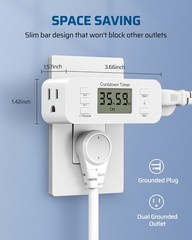 DEWENWILS Auto Shut-Off Timer Outlet for Curling Iron, Fan, Lights w/Countdown