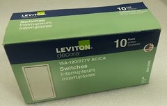 LEVITON DECORA 10 PACK WHITE SWITCHES 15A-120/277V AC/CA #5601-2WM