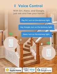 3 Way Smart Switch, Smart Light Switch Supports Apple HomeKit, Siri, Alexa, G…