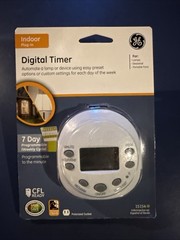 GE Digital Timer, 7 Day Programmable Indoor Plugin, 1 polorized outlet, 15154