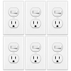 6 Pack Combination Toggle Light Switch and Duplex Receptacle Outlet, Single P…