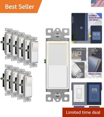 Illuminated Decorator Paddle Light Switch, Single Pole, Push-in and Side Wiri…