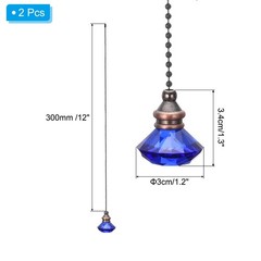 2Pcs Ceiling Fan Pull Chain 12″ Diamond Pendant Chain Extender Blue