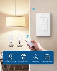 Smart Dimmer Switch with Remote, Single-Pole, Needs Neutral Wire, 2.4GHz Wi-Fi