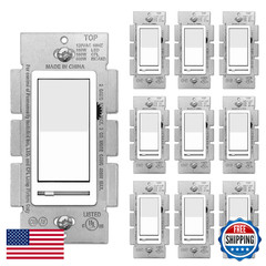 Bestten 10 Pack Dimmer Light Switch Single Pole Or 3-Way Slide Dimmer Switches