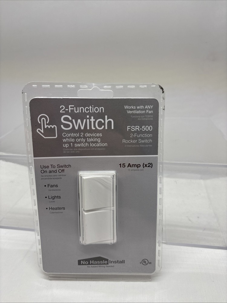 2-Function Rocker Combination Switch WHITE 120V 15A FSR-500 (B10