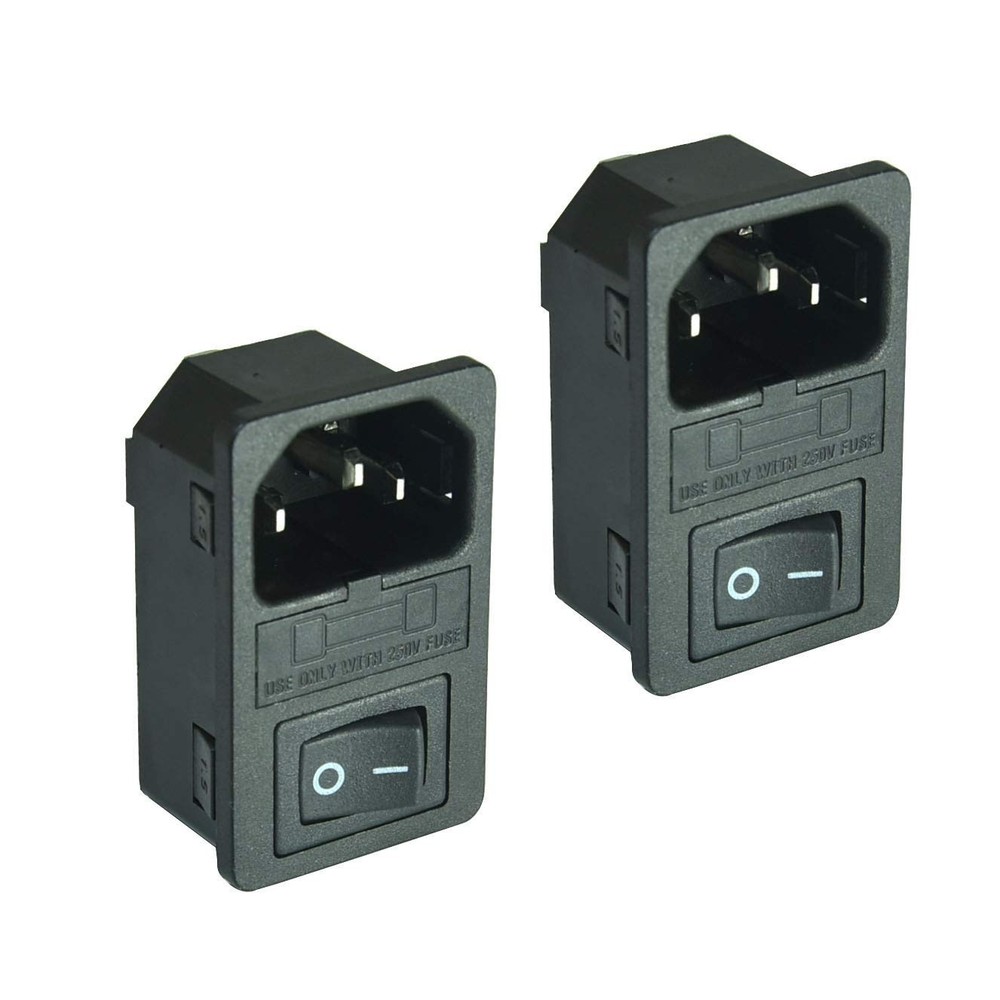 2pcs Large Current Inlet Male Power Socket with 15A Rocker Switch and Fuse, 1…