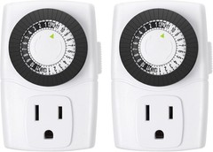 Simplified Home Automation: Mini 24-Hour Mechanical Outlet Timer 3-Prong 2-Pack