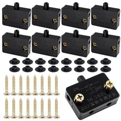 Litoexpe 8 Pcs Cabinet Light Switch, Pantry Door Lamp, Normally Closed Black