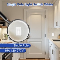 Decorator Wall Light Switch 15A Paddle Rocker Single Pole UL Listed White 40Pack