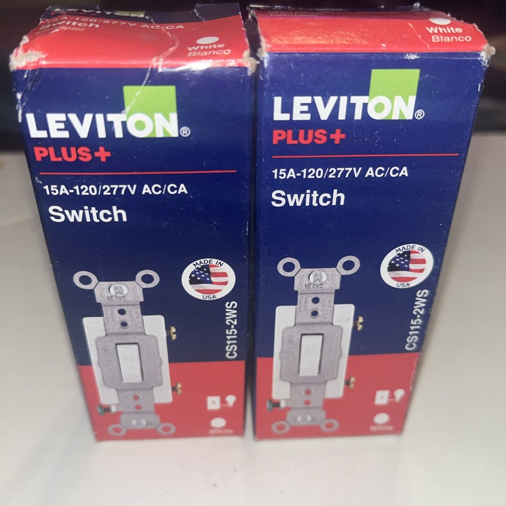 2 Leviton S04-CS220-2WS 20 Amp White Commercial Grade AC Quiet Switch Toggle