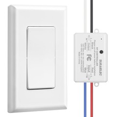 Wireless Remote Light Switch, No Wiring, No WiFi, 100ft RF Range, Pre-Program…