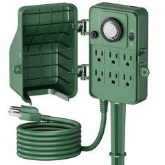 User-Friendly Outdoor Timer with 6 Outlets, Waterproof for Holiday Decorations