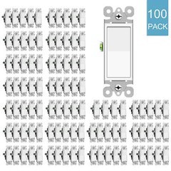 100 Pack 15A Decora Rocker Single-Pole Light Switch Wall Residential Grade Home