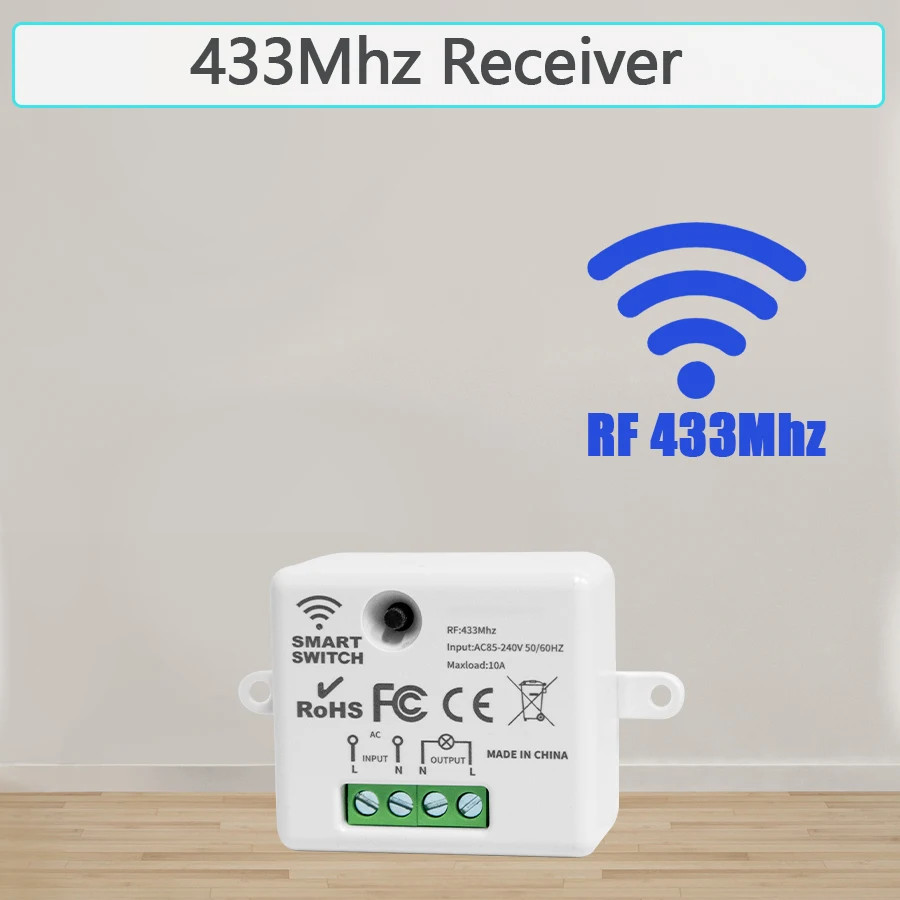 Wireless Light Wall Switch Relay Receiver RF 433Mhz 1/2/3Gang Panel Switch Remot