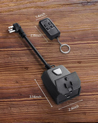 Outdoor Dimmer for String Lights, Two-Remote Control Dimmable Plug, 100FT Range,