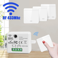 Wireless Light Wall Switch Relay Receiver RF 433Mhz 1/2/3Gang Panel Switch Remot