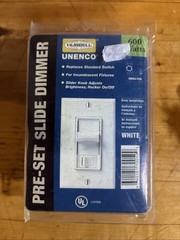 NEW Hubbell 600 Watt Single Pole White Single Pre-Set Slide Incandescent Dimmer