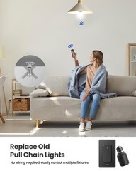 500W Black Remote Control Light Bulb Socket, Wireless Light Switch for Pull C…