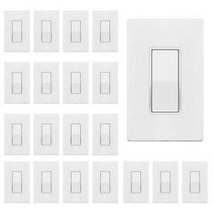 ENERLITES Matte White Light Switch w/ Screwless Wall Plate, Decorator Paddle, 20