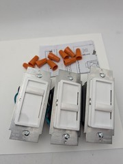 2x3pk Levition Decora 6672-3PW SureSlide Dimmer Switch White (Scratch/Scuff)