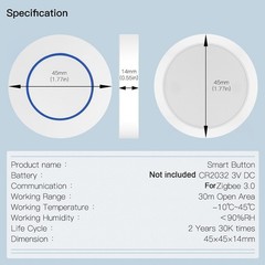 Wireless Button for Tuya Smart Control Easy Scene Activation for Home Devices