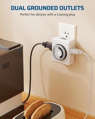 Compact Indoor 30-Minute Interval Timer with Dual 3-Prong Outlets – Energy Saver