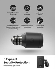 500W Black Remote Control Light Bulb Socket, Wireless Light Switch for Pull C…