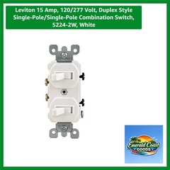 15 Amp, 120/277 Volt, Duplex Style Single-Pole/Single-Pole Combination Switch…