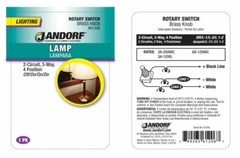 Jandorf Lighting Lamp ROTARY SWITCH Brass Knob 2-Circuit 3-Way 4 Position 61206