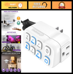 Dual Outlet Countdown Timer Plug-In for Indoor Use, 15-30 Min & 1-8 Hour Setting