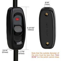 5 Pcs Inline Switch, Cord Appliance Black Switch, Button ON OFF for Lamp, Rat…