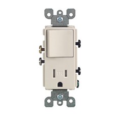Leviton T5625-T 15A 125V Thermoplastic Light Almond Combination Switch/Outlet