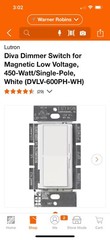 Lutron DIVA DV-600P-WH 600 Watt Single-Pole Dimmer Incandescent