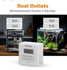 2 Tiffcofio Indoor Digital Programmable Power Supply Timer 2 Outlet 4) MH-269A