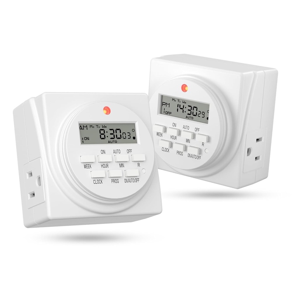 Compact Digital Timer Outlet – 7-Day Programmable, 2 Pack for Maximum Control