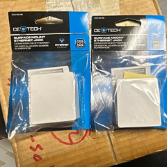 CE TECH Surface Mount Ethernet Jack Wall Plate Cover, White, 2 Pack