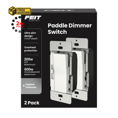 Feit Electric Paddle Dimmer Switch for Dimmable LED 2 Counts (1 Pack), White